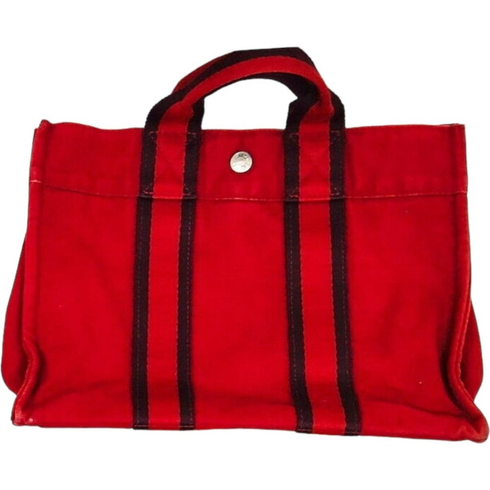 299116F YV  Hermes Tote Bag Red Canvas